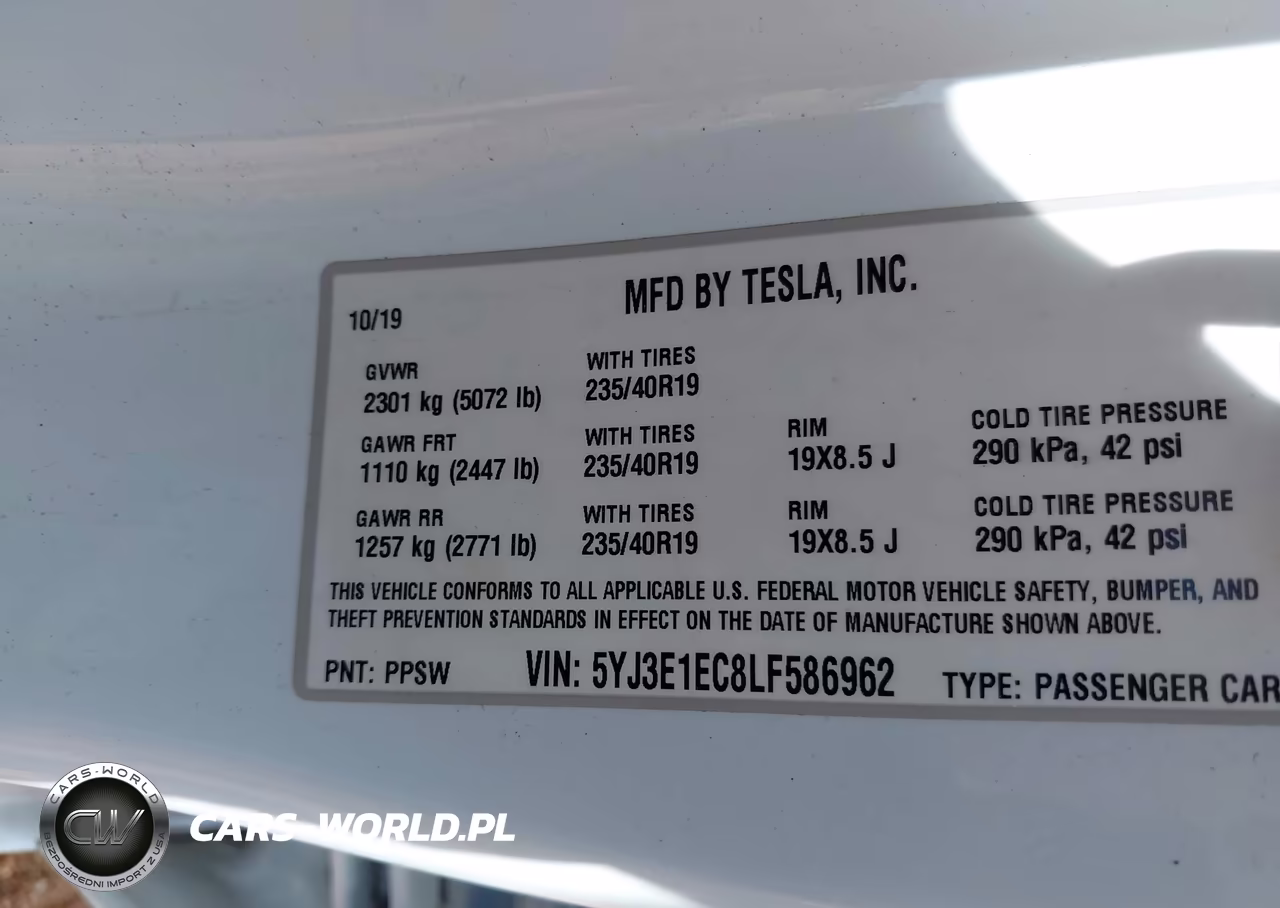 2020 Tesla Model 3 Performance Dual Motor All-Wheel Drive VIN:5YJ3E1EC8LF586962 - 9