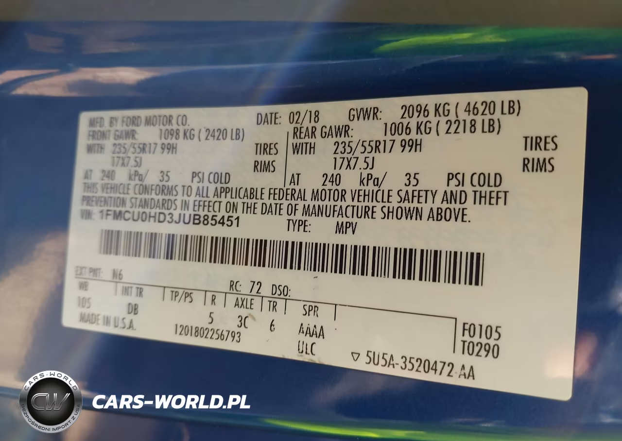 2018 Ford Escape Sel VIN:1FMCU0HD3JUB85451 - 9