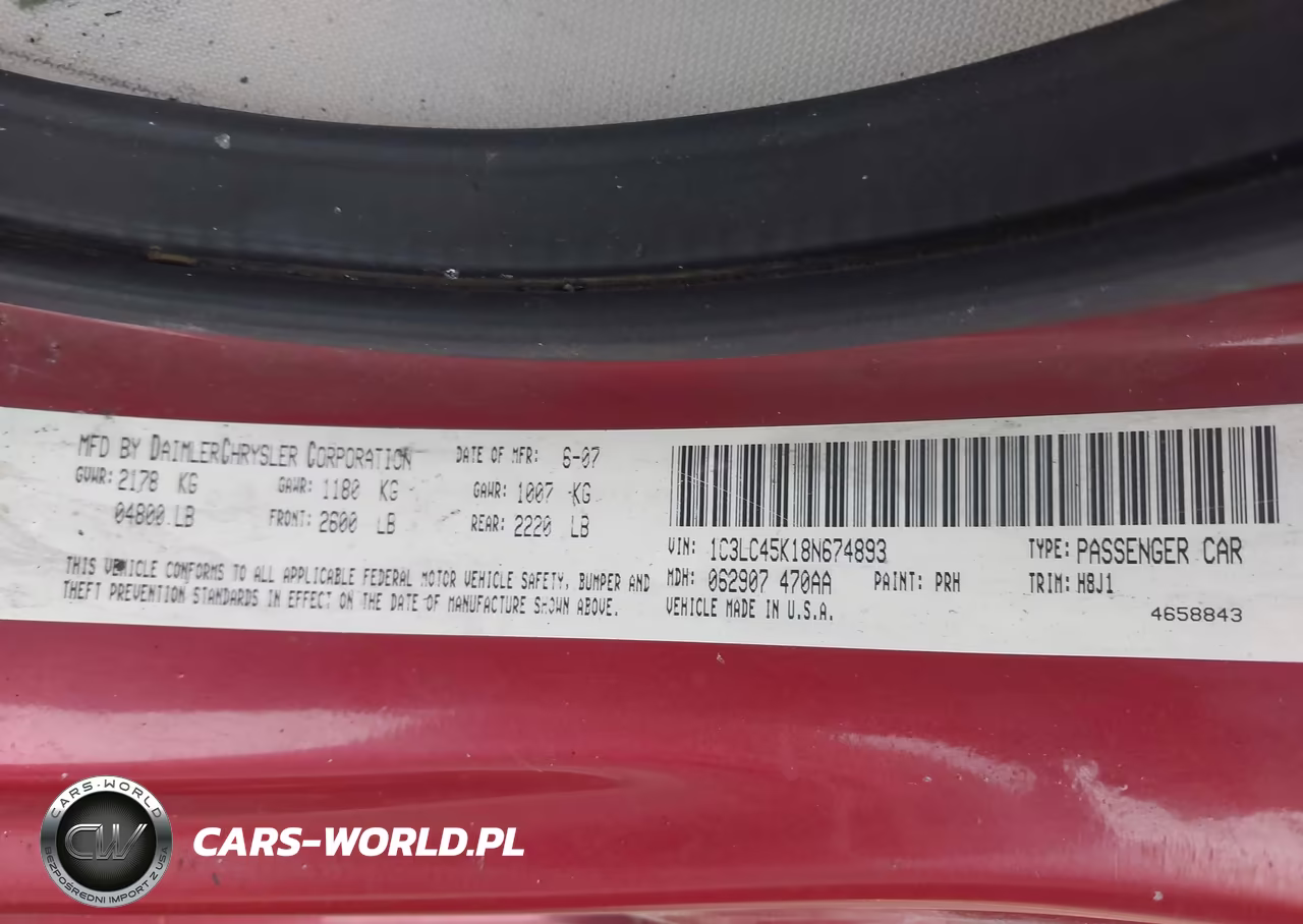 2008 Chrysler Sebring Lx VIN:1C3LC45K18N674893 - 9