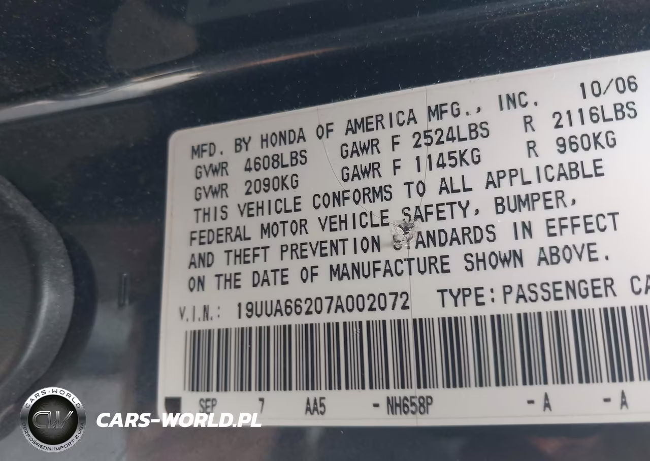 2007 Acura Tl 3.2 VIN:19UUA66207A002072 - 9