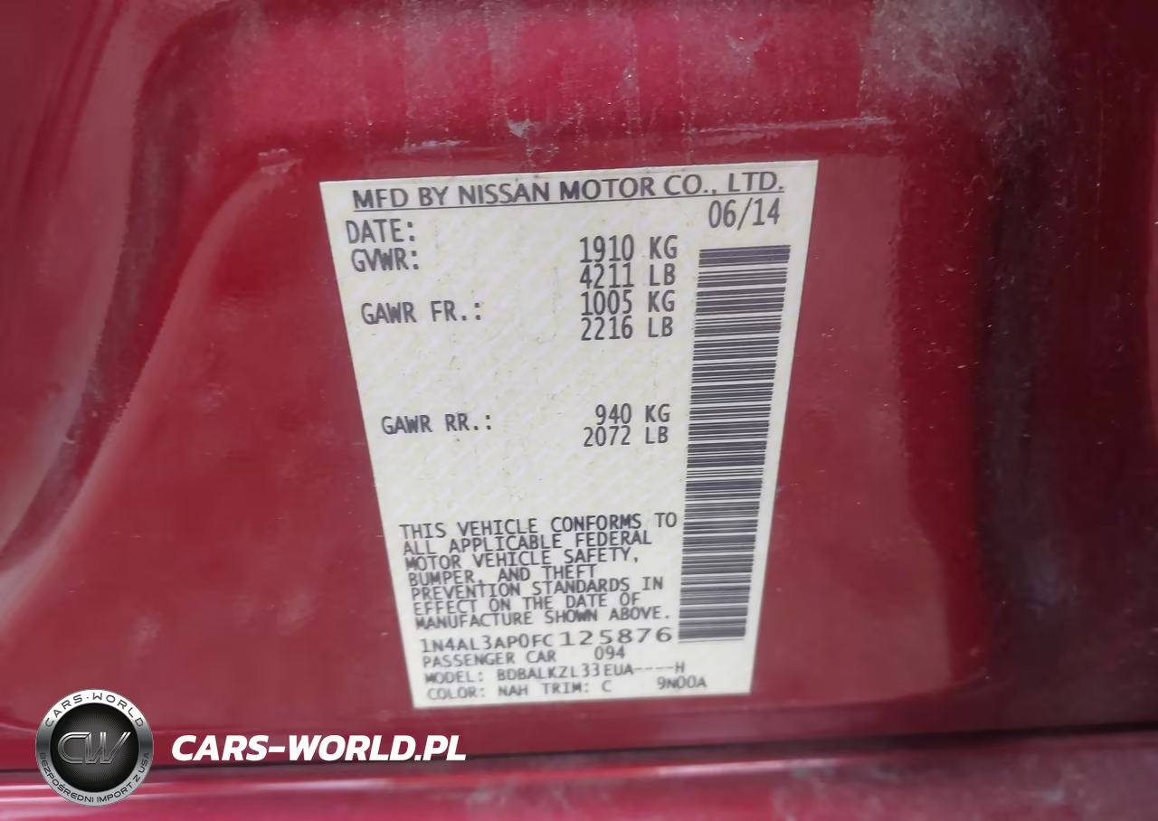 2015 Nissan Altima 2.5 Sv VIN:1N4AL3AP0FC125876 - 9