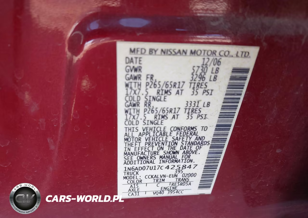 2007 Nissan Frontier Le VIN:1N6AD07U17C425847 - 9