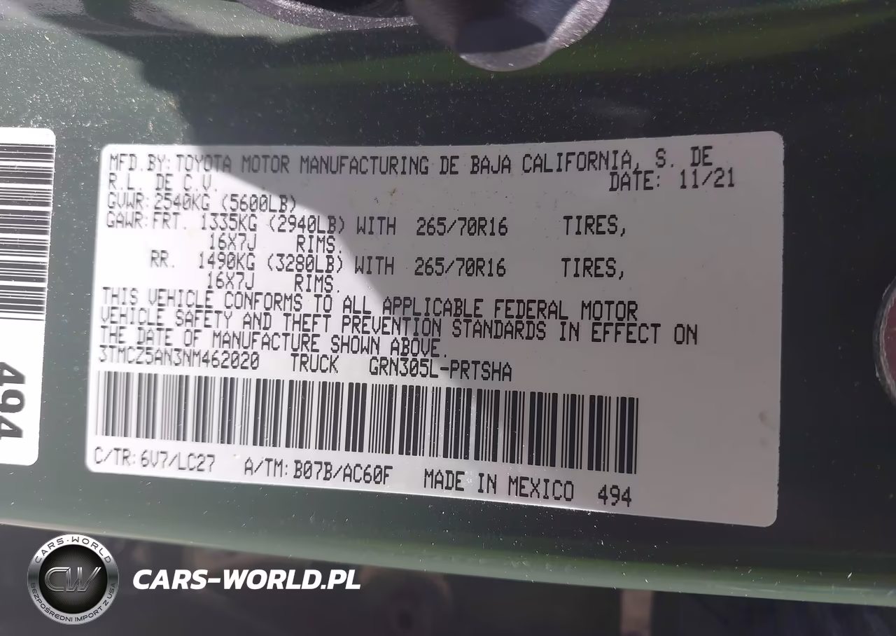 2022 Toyota Tacoma Trd Off Road VIN:3TMCZ5AN3NM462020 - 9