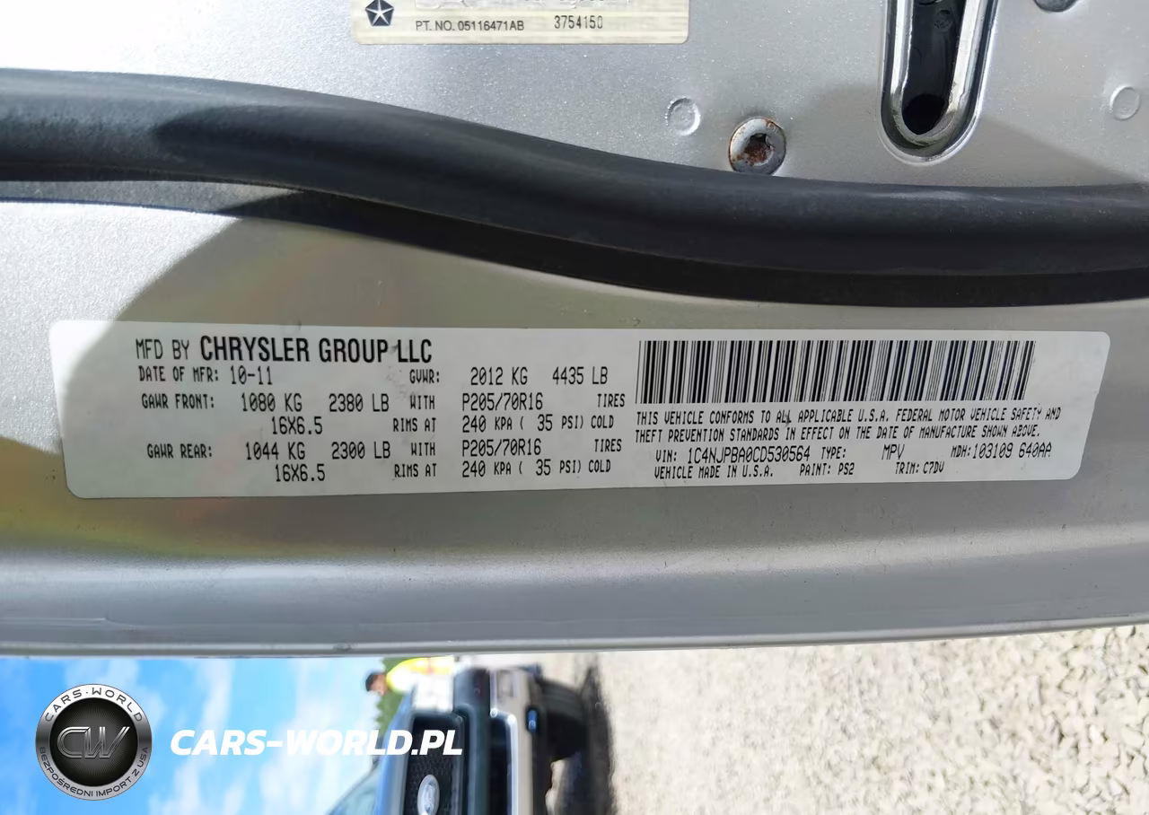 2012 Jeep Patriot Sport VIN:1C4NJPBA0CD530564 - 9
