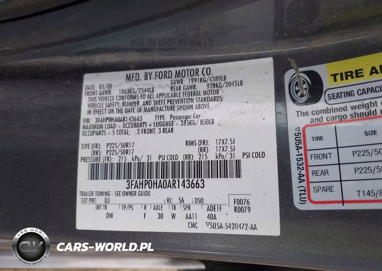 2010 Ford Fusion Se VIN:3FAHP0HA0AR143663 - 9