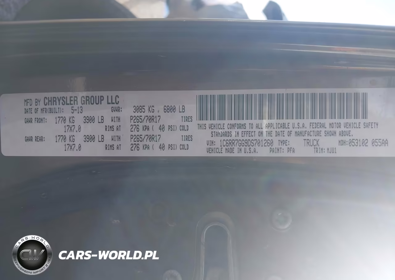 2013 Ram 1500 Slt VIN:1C6RR7GG9DS701260 - 9