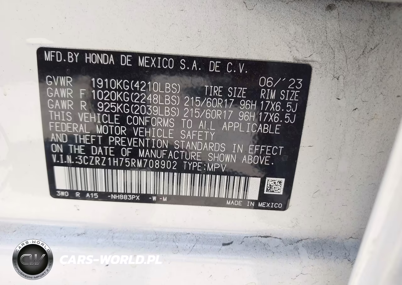 2024 Honda Hr-V 2Wd Ex-L-2Wd Ex-L W-O Bsi VIN:3CZRZ1H75RM708902 - 9
