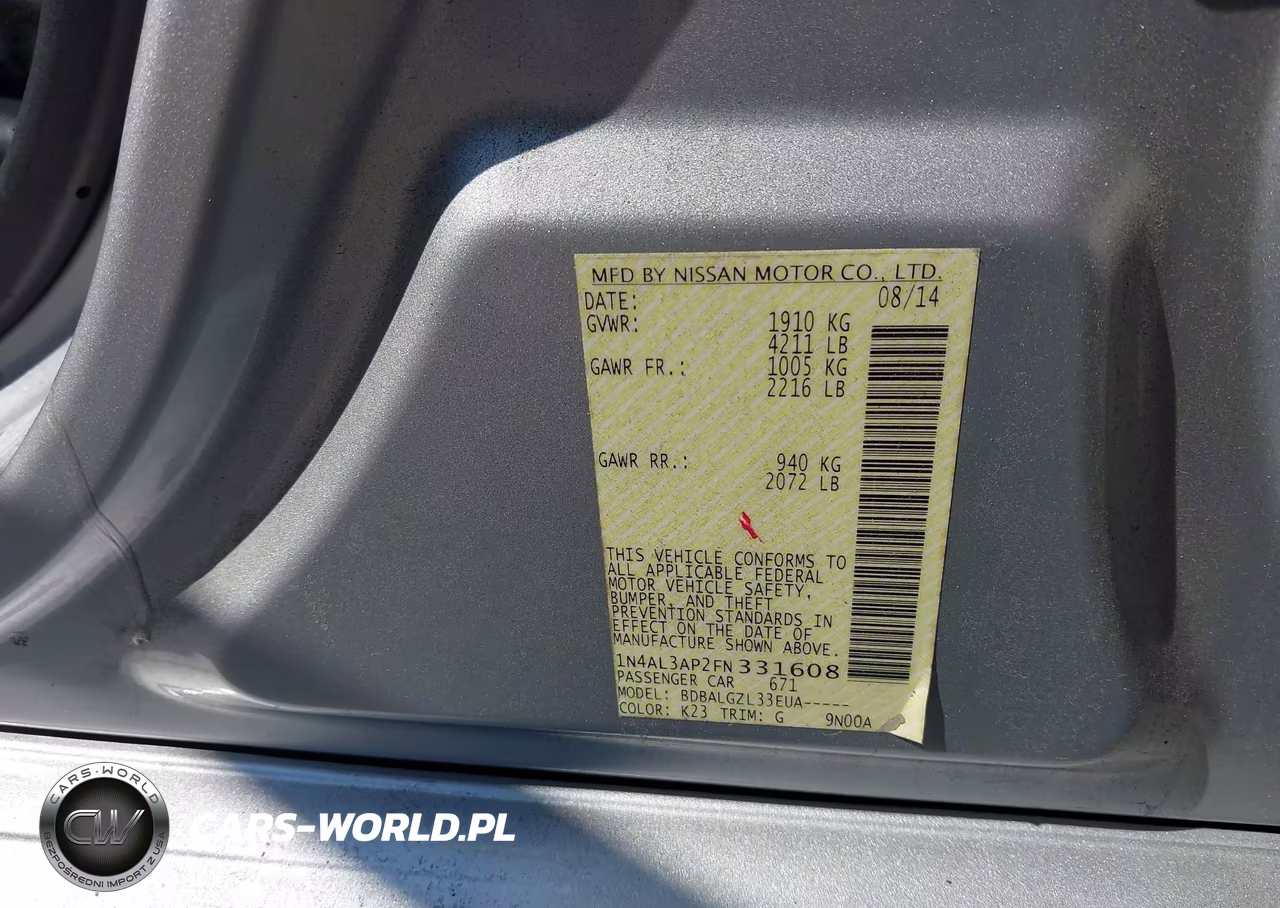2015 Nissan Altima 2.5-2.5 S-2.5 Sl-2.5 Sv VIN:1N4AL3AP2FN331608 - 9