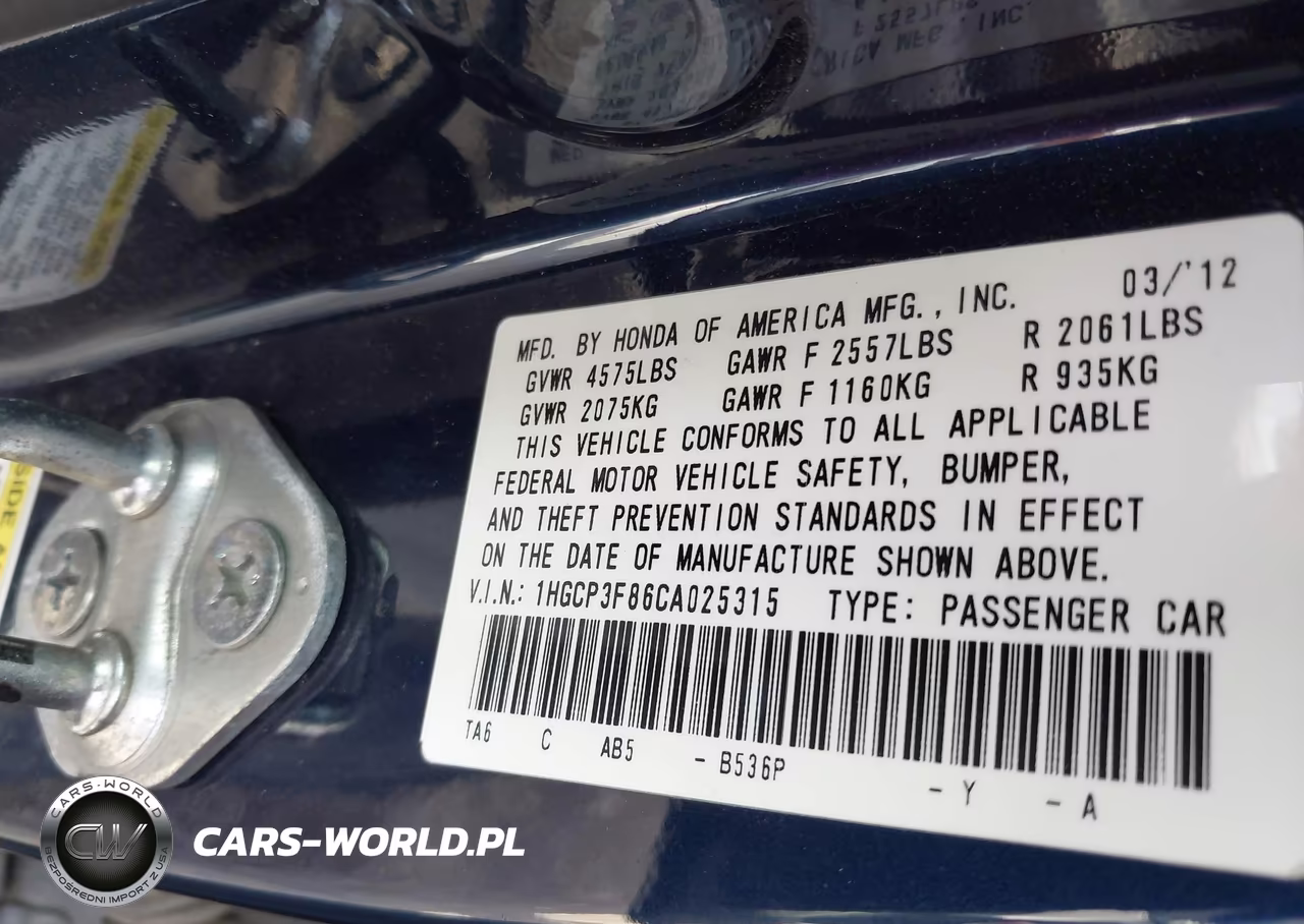 2012 Honda Accord 3.5 Ex-L VIN:1HGCP3F86CA025315 - 9