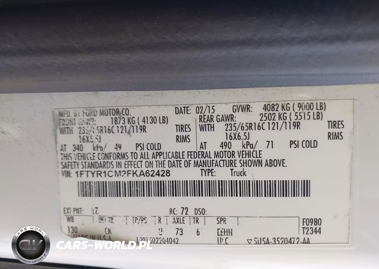 2015 Ford Transit-250 VIN:1FTYR1CM2FKA62428 - 9