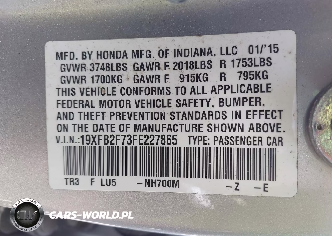 2015 Honda Civic Se VIN:19XFB2F73FE227865 - 9