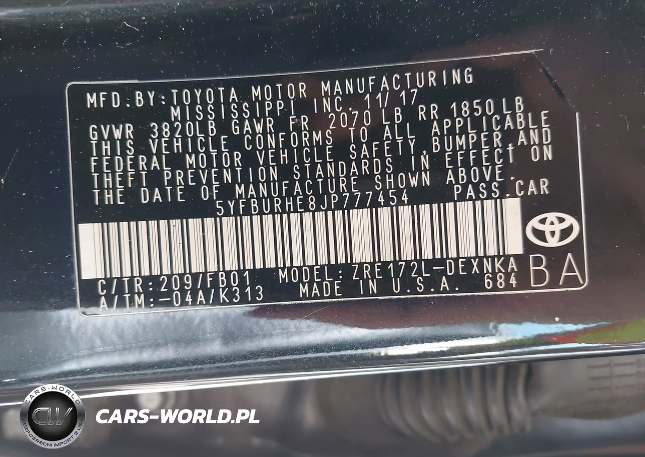 2018 Toyota Corolla Le VIN:5YFBURHE8JP777454 - 9