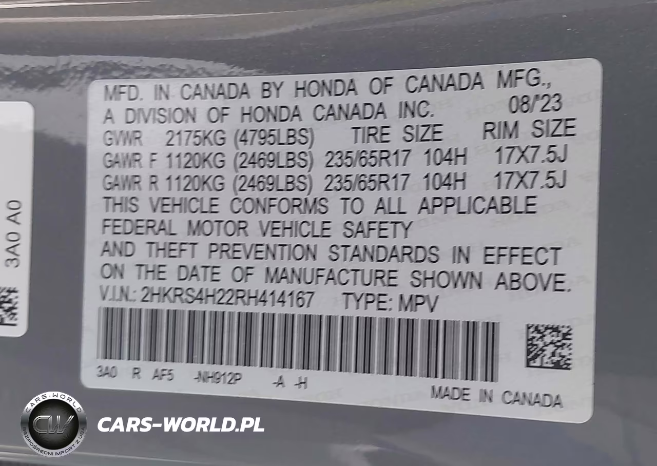 2024 Honda Cr-V Lx Awd VIN:2HKRS4H22RH414167 - 9