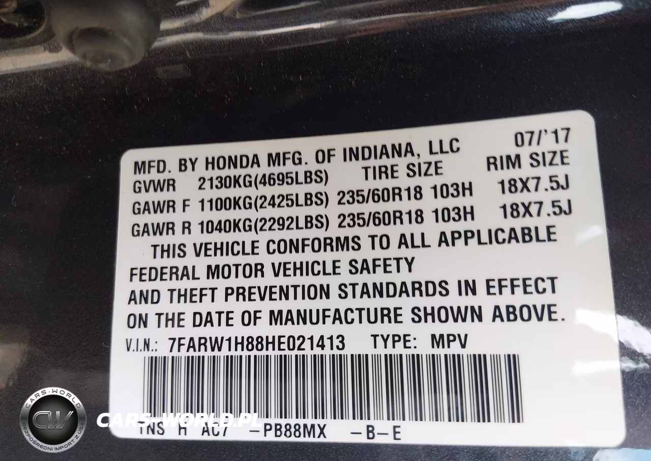 2017 Honda Cr-V Ex-L-Ex-L Navi VIN:7FARW1H88HE021413 - 9