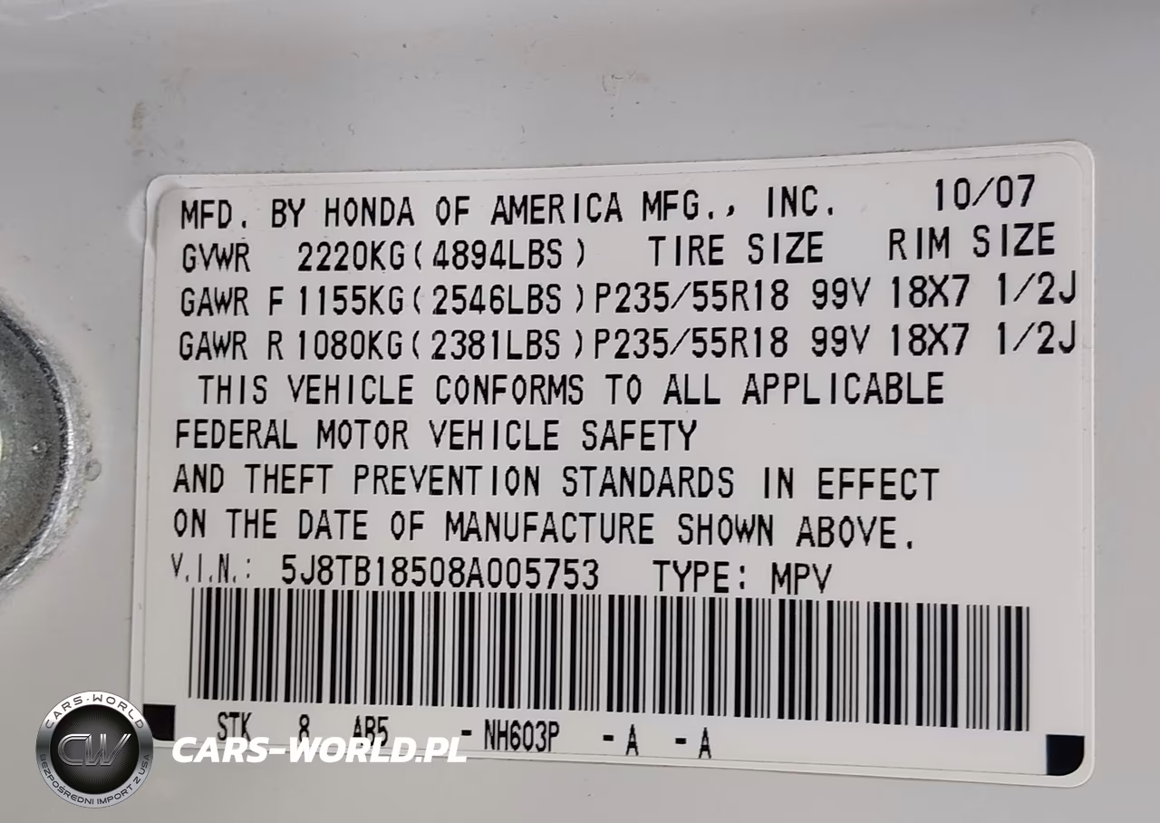 2008 Acura Rdx VIN:5J8TB18508A005753 - 9