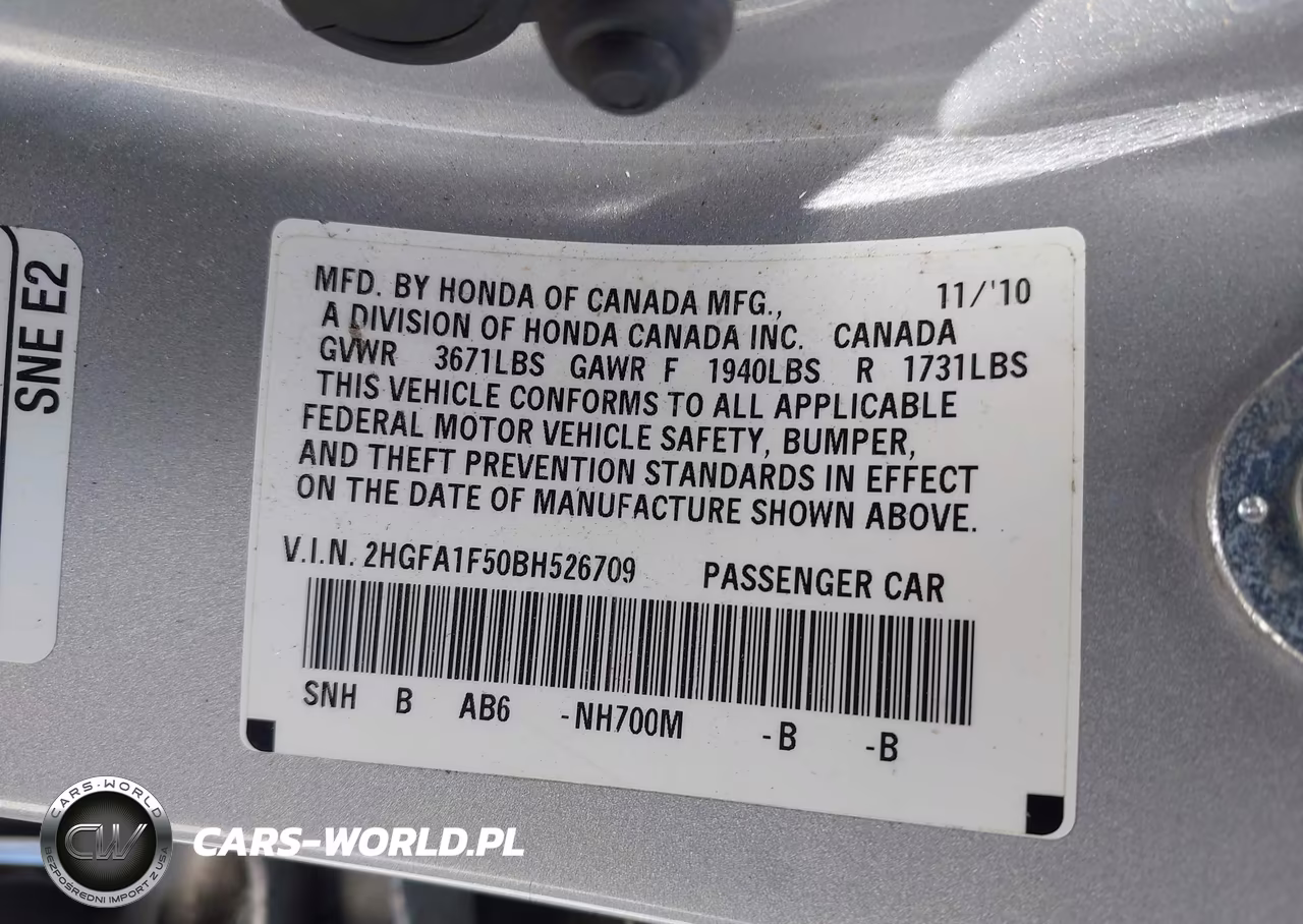 2011 Honda Civic Lx VIN:2HGFA1F50BH526709 - 9
