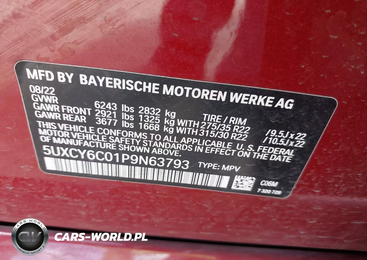 2023 BMW X6 xDrive40I VIN:5UXCY6C01P9N63793 - 9