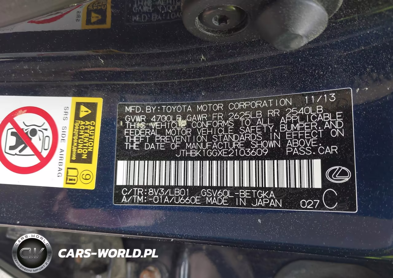 2014 Lexus Es 350 VIN:JTHBK1GGXE2103609 - 9