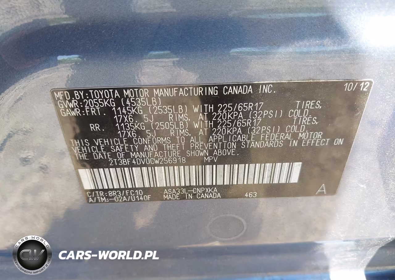 2012 Toyota Rav4 VIN:2T3BF4DV0CW256918 - 9