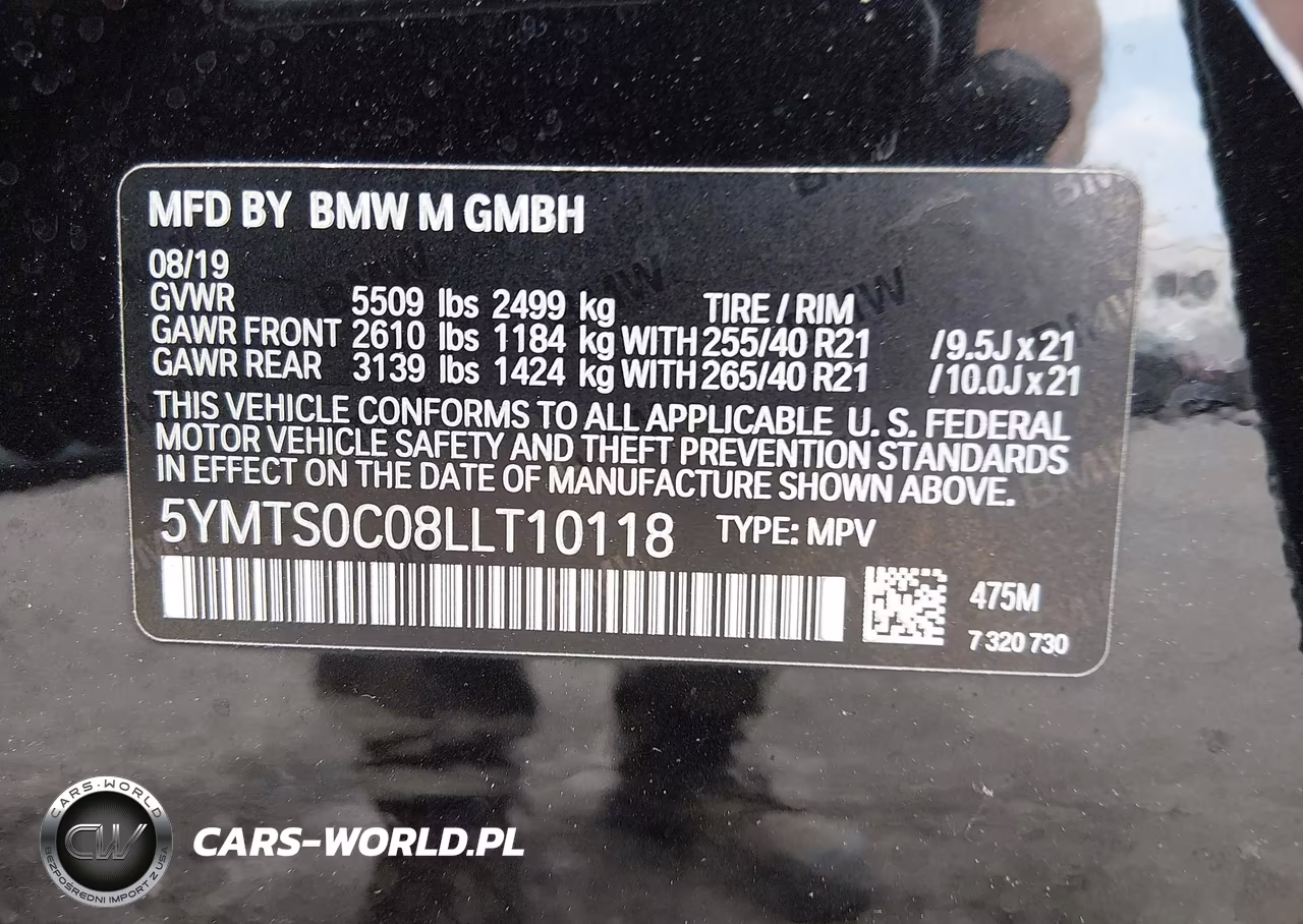 2020 BMW X3 M Competition VIN:5YMTS0C08LLT10118 - 9