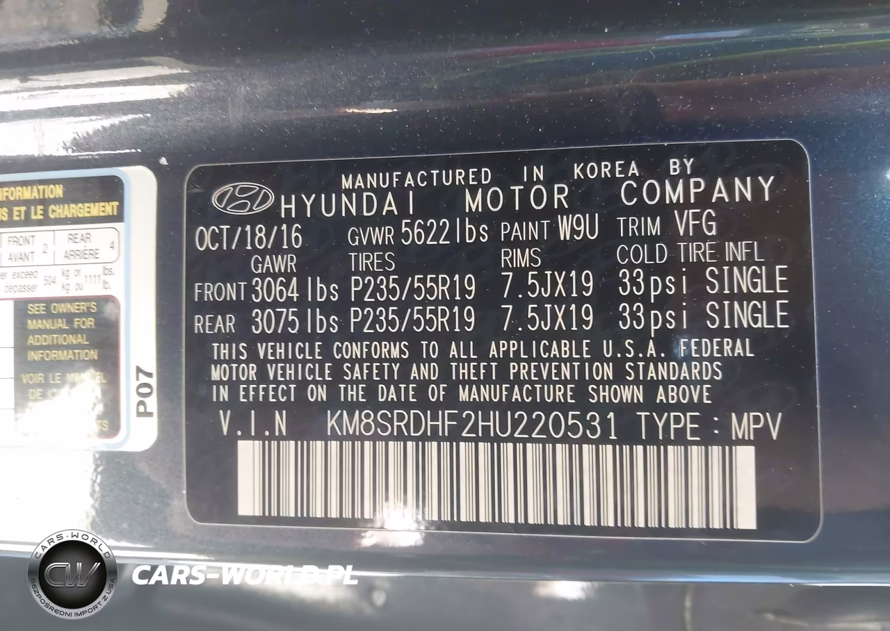 2017 Hyundai Santa Fe Limited Ultimate VIN:KM8SRDHF2HU220531 - 9
