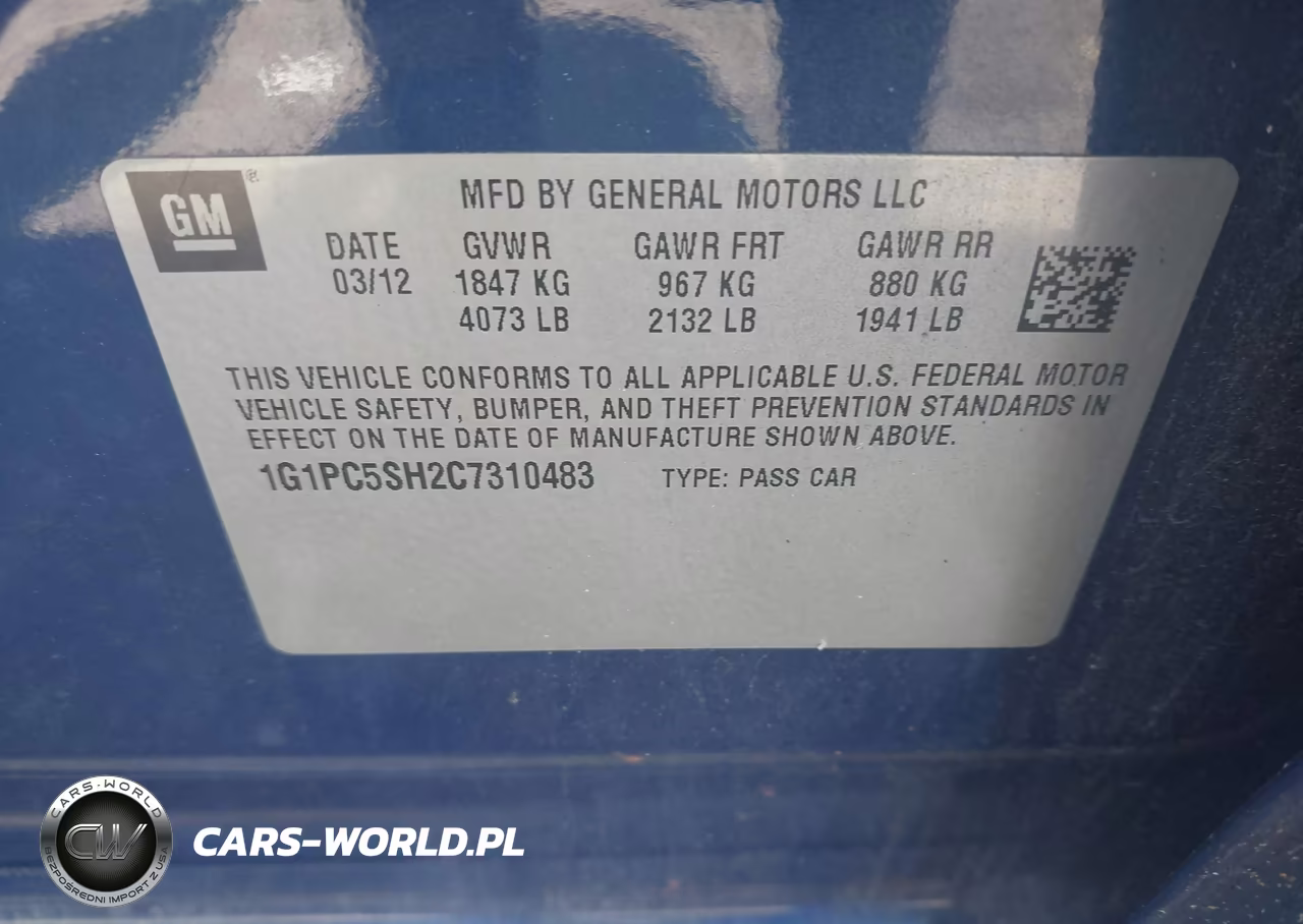 2012 Chevrolet Cruze Ls VIN:1G1PC5SH2C7310483 - 9