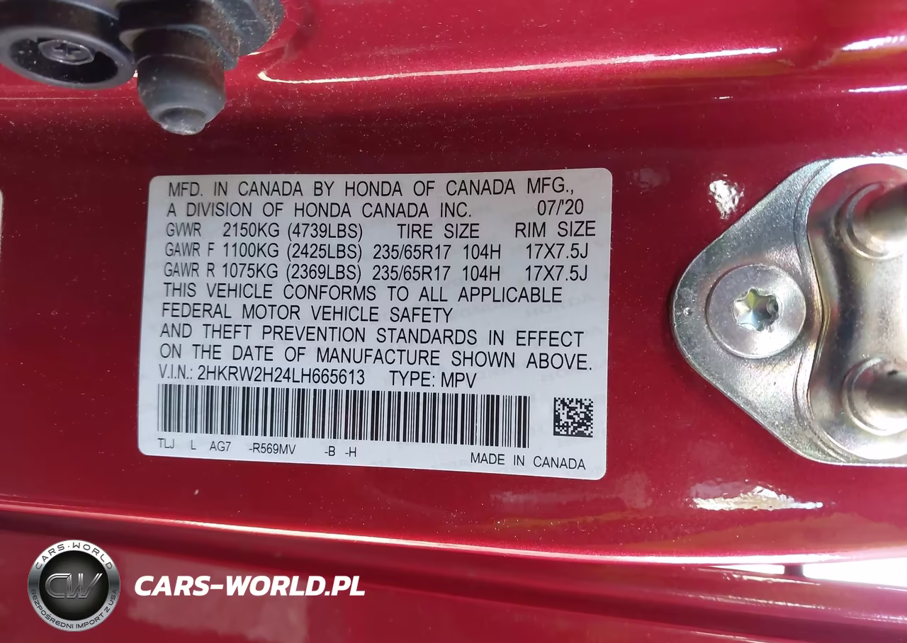 2020 Honda Cr-V Awd Lx VIN:2HKRW2H24LH665613 - 9