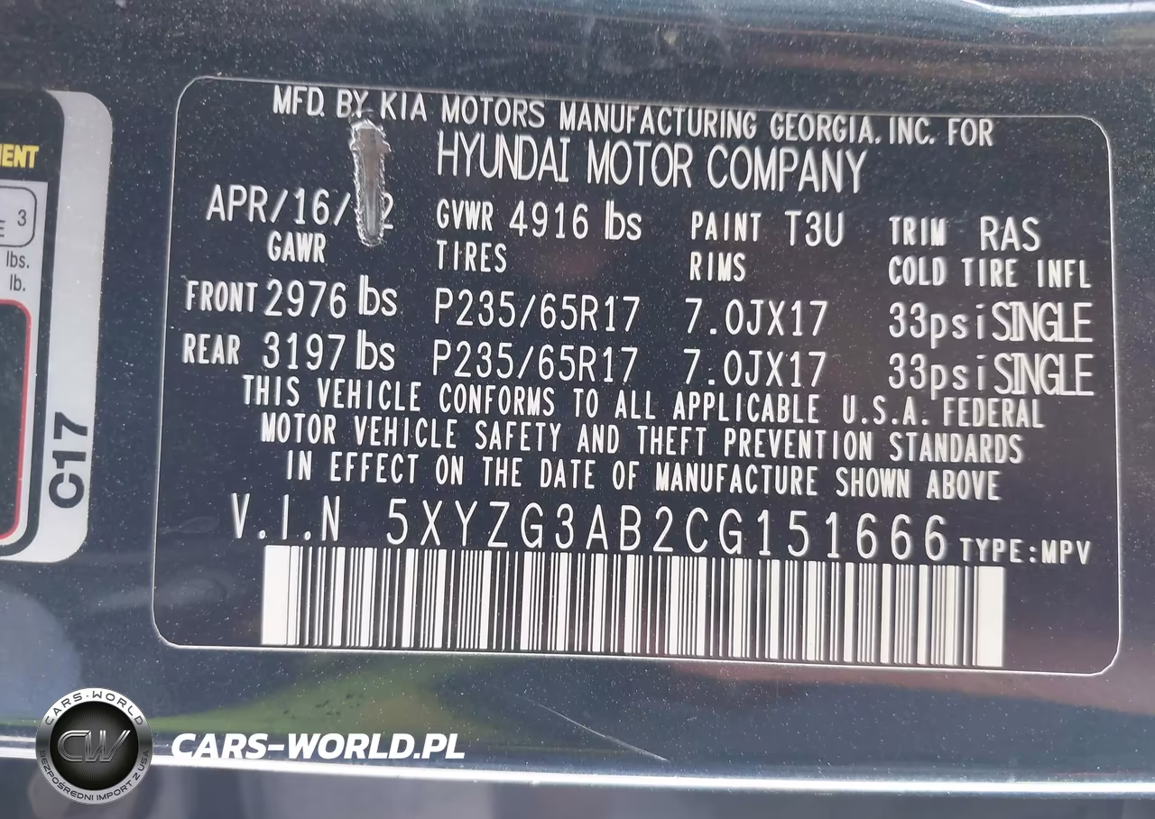 2012 Hyundai Santa Fe Gls VIN:5XYZG3AB2CG151666 - 9