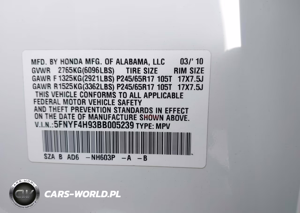 2011 Honda Pilot Touring VIN:5FNYF4H93BB005239 - 9