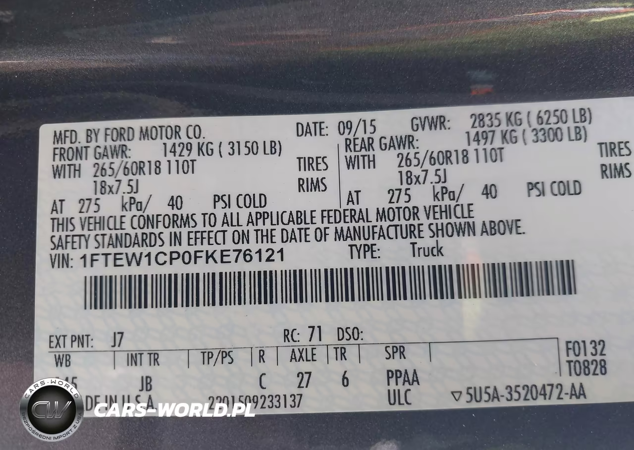 2015 Ford F-150 Xlt VIN:1FTEW1CP0FKE76121 - 9