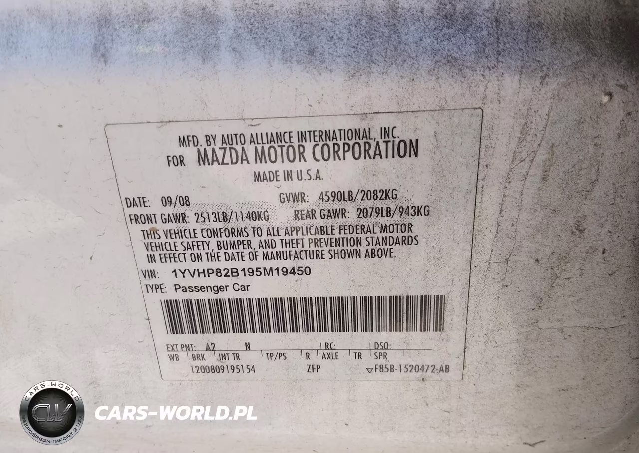 2009 Mazda Mazda6 S Grand Touring VIN:1YVHP82B195M19450 - 9