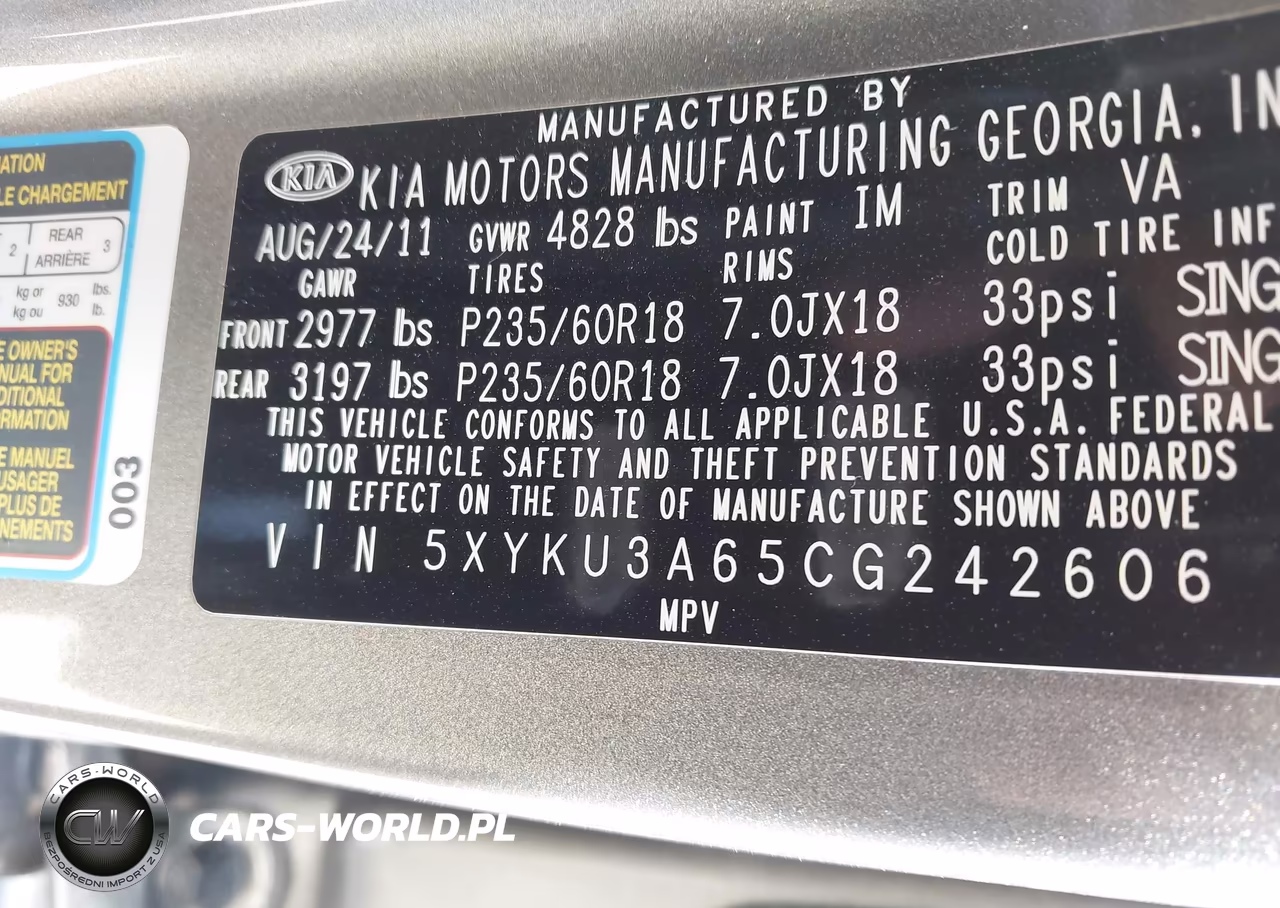 2012 Kia Sorento Ex VIN:5XYKU3A65CG242606 - 9
