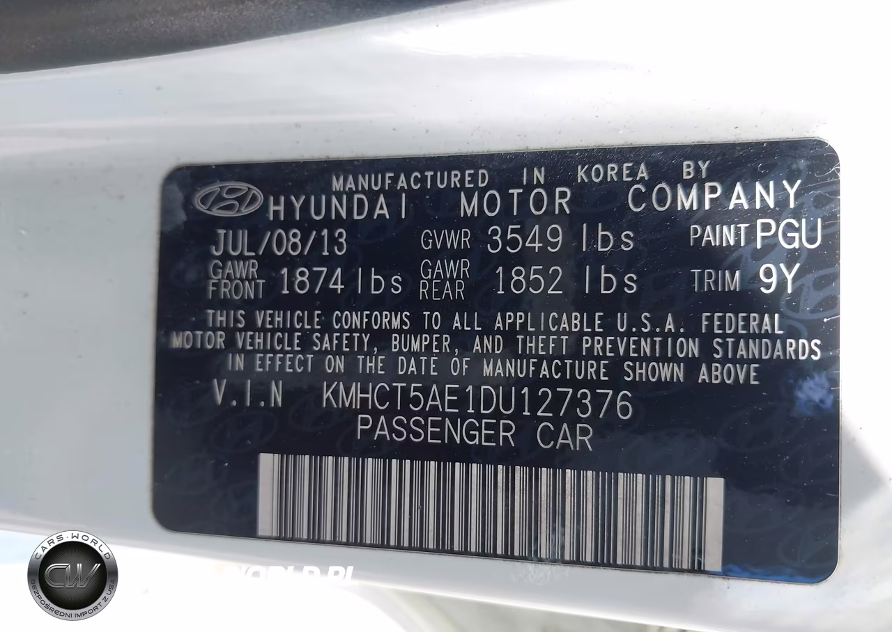 2013 Hyundai Accent Gs VIN:KMHCT5AE1DU127376 - 9