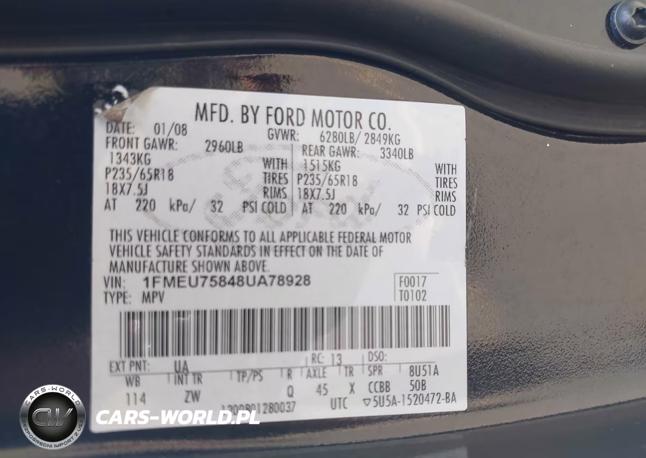 2008 Ford Explorer Limited VIN:1FMEU75848UA78928 - 9