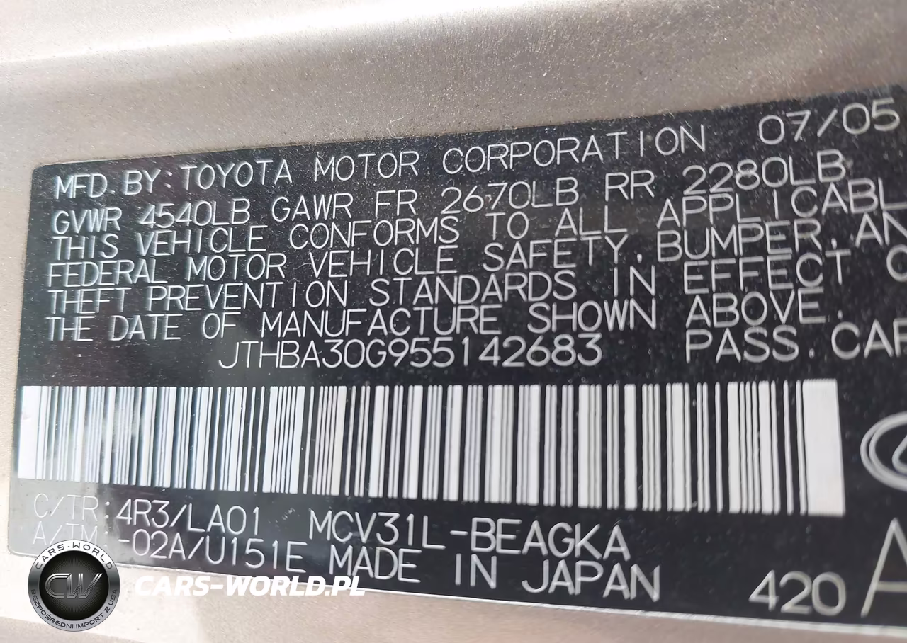 2005 Lexus Es 330 VIN:JTHBA30G955142683 - 9