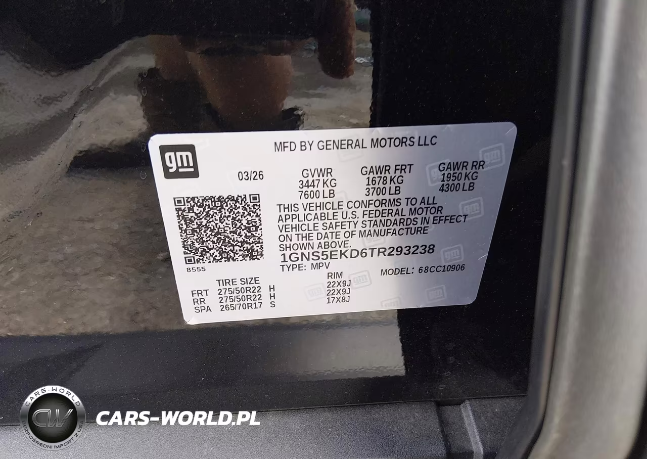 2026 Chevrolet Suburban Rst, Rwd VIN:1GNS5EKD6TR293238 - 9