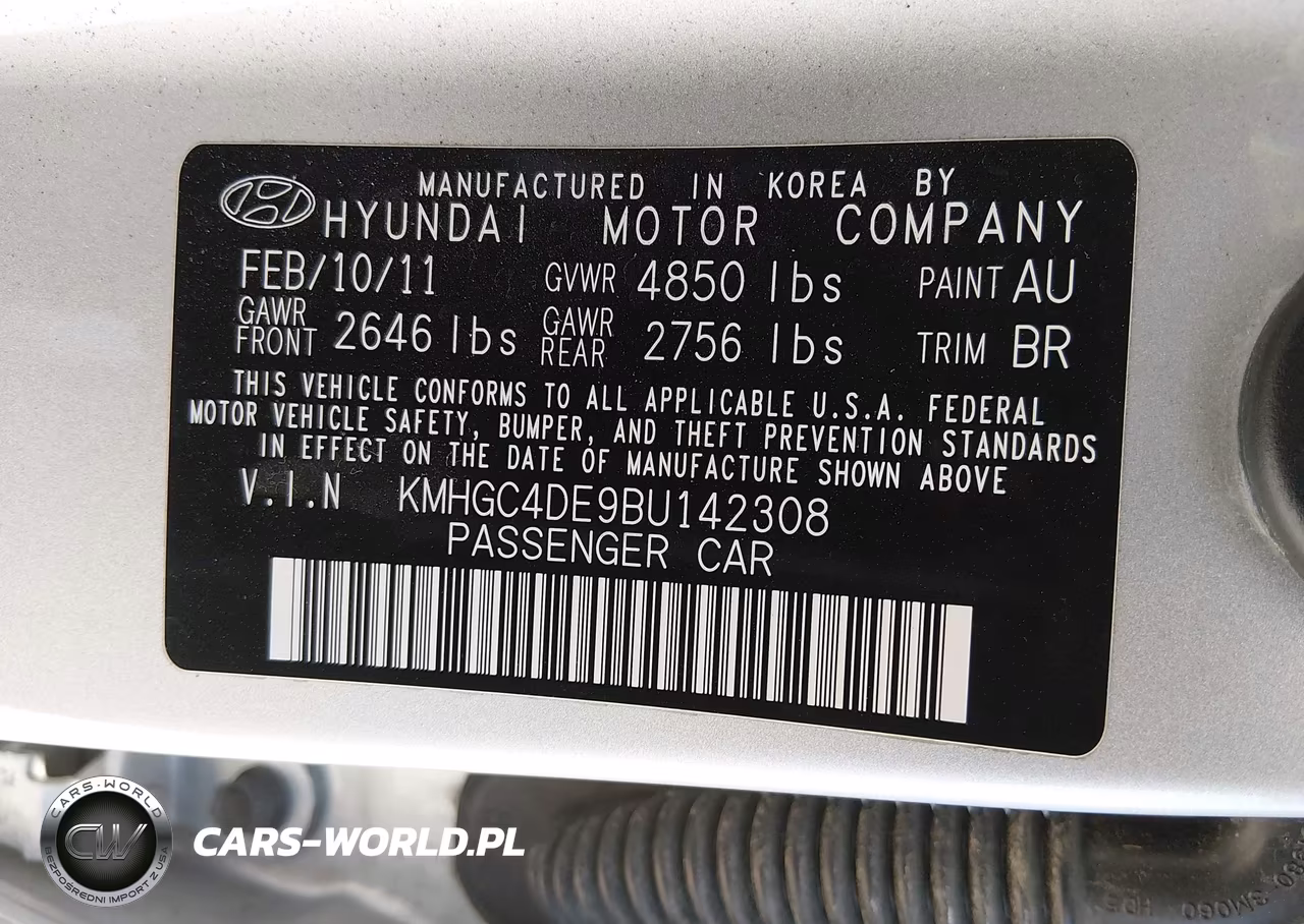 2011 Hyundai Genesis 3.8 VIN:KMHGC4DE9BU142308 - 9