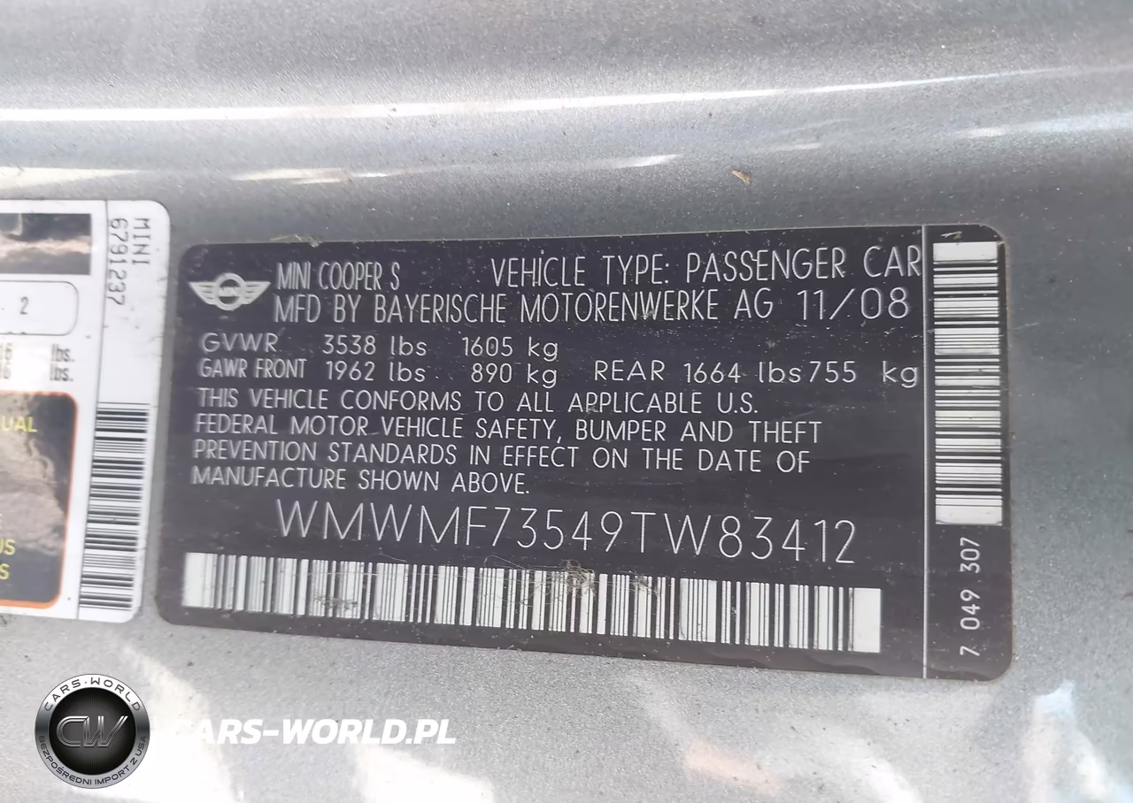 2009 Mini Cooper S VIN:WMWMF73549TW83412 - 9