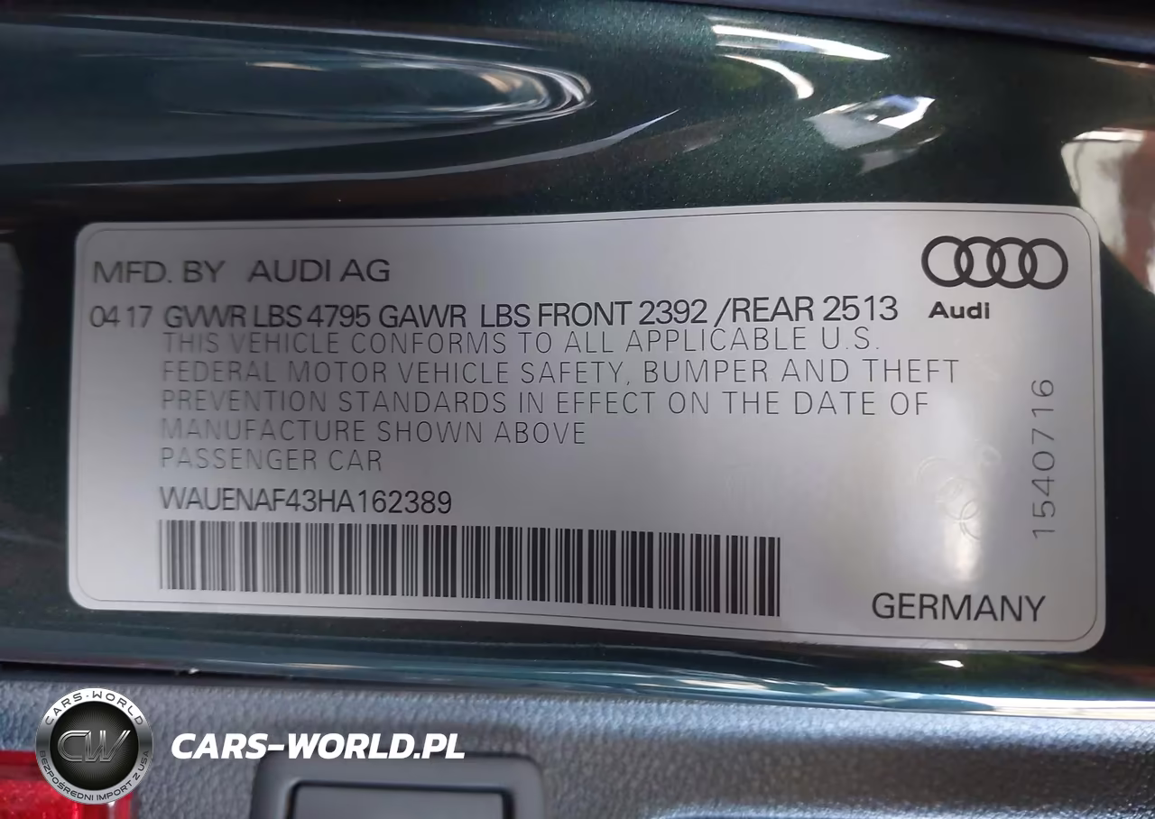 2017 Audi A4 2.0T Premium VIN:WAUENAF43HA162389 - 9