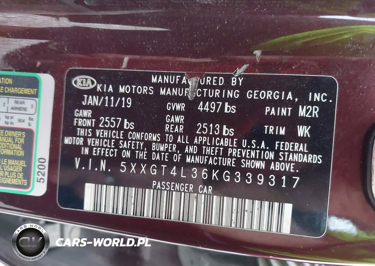 2019 Kia Optima Lx VIN:5XXGT4L36KG339317 - 9