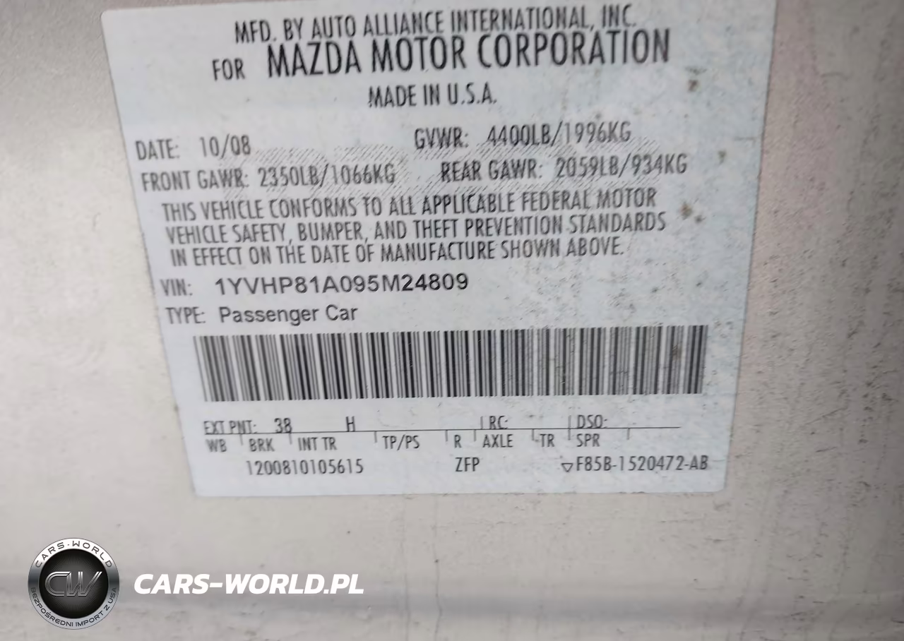 2009 Mazda Mazda6 I Sport VIN:1YVHP81A095M24809 - 9