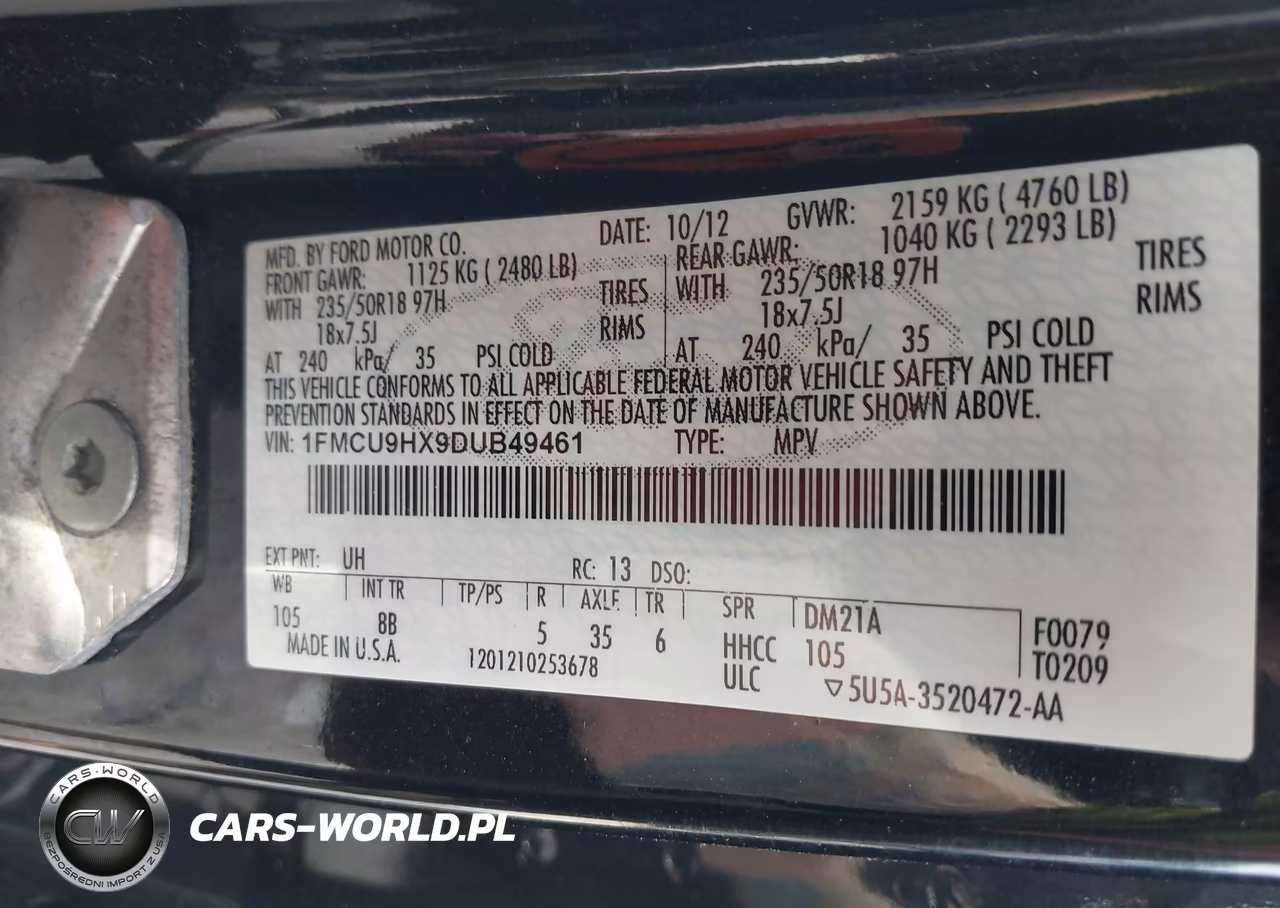 2013 Ford Escape Sel VIN:1FMCU9HX9DUB49461 - 9