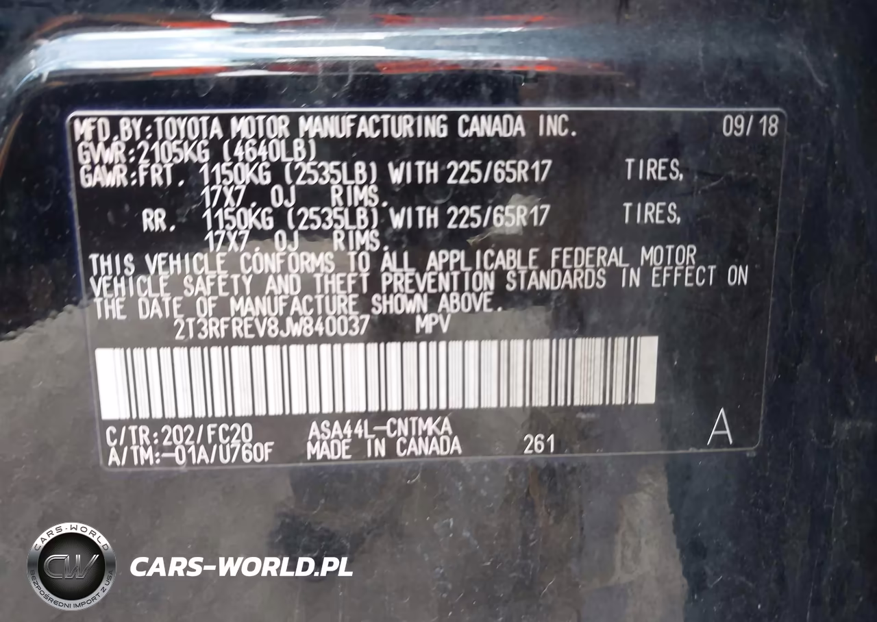 2018 Toyota Rav4 Xle VIN:2T3RFREV8JW840037 - 9