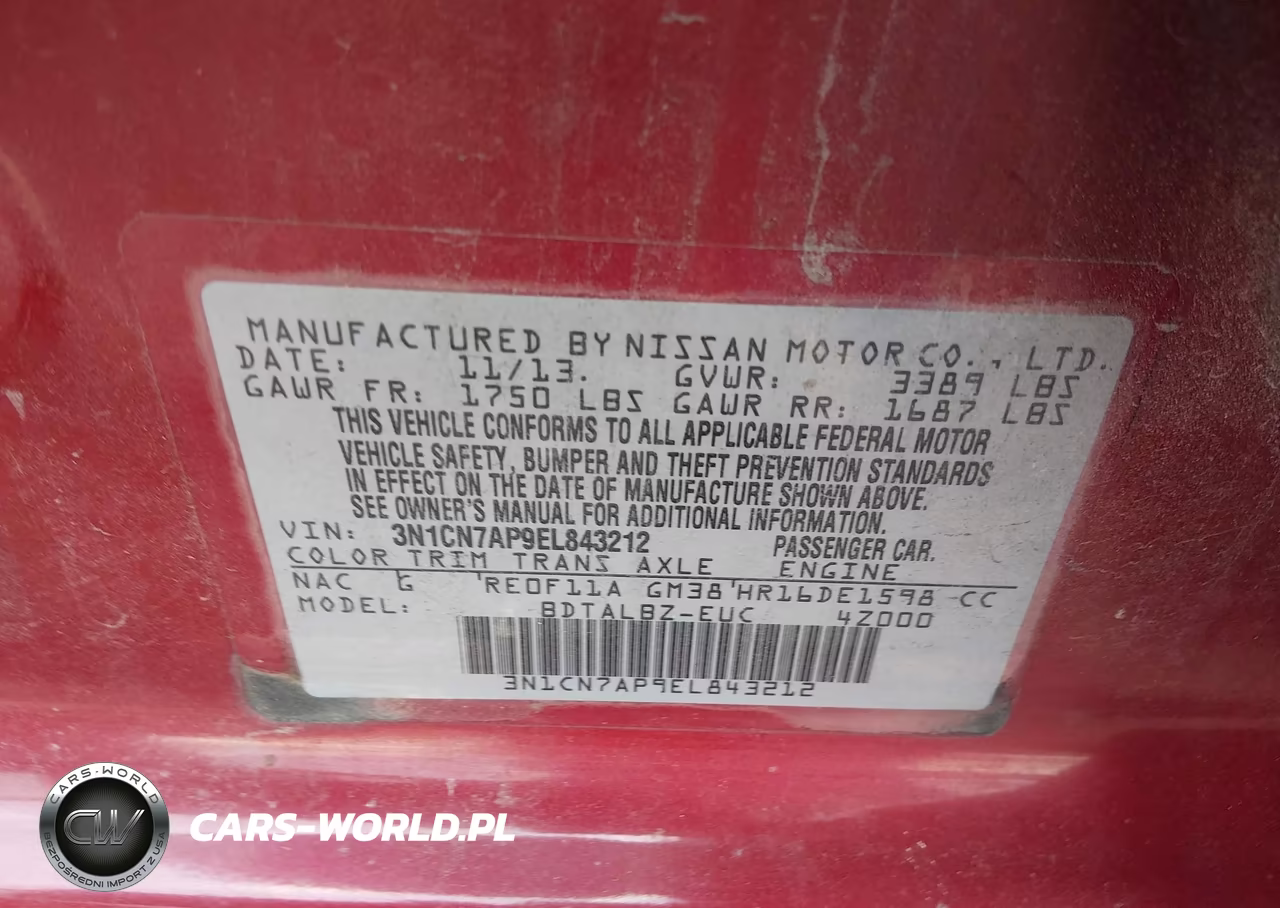 2014 Nissan Versa 1.6 Sv VIN:3N1CN7AP9EL843212 - 9