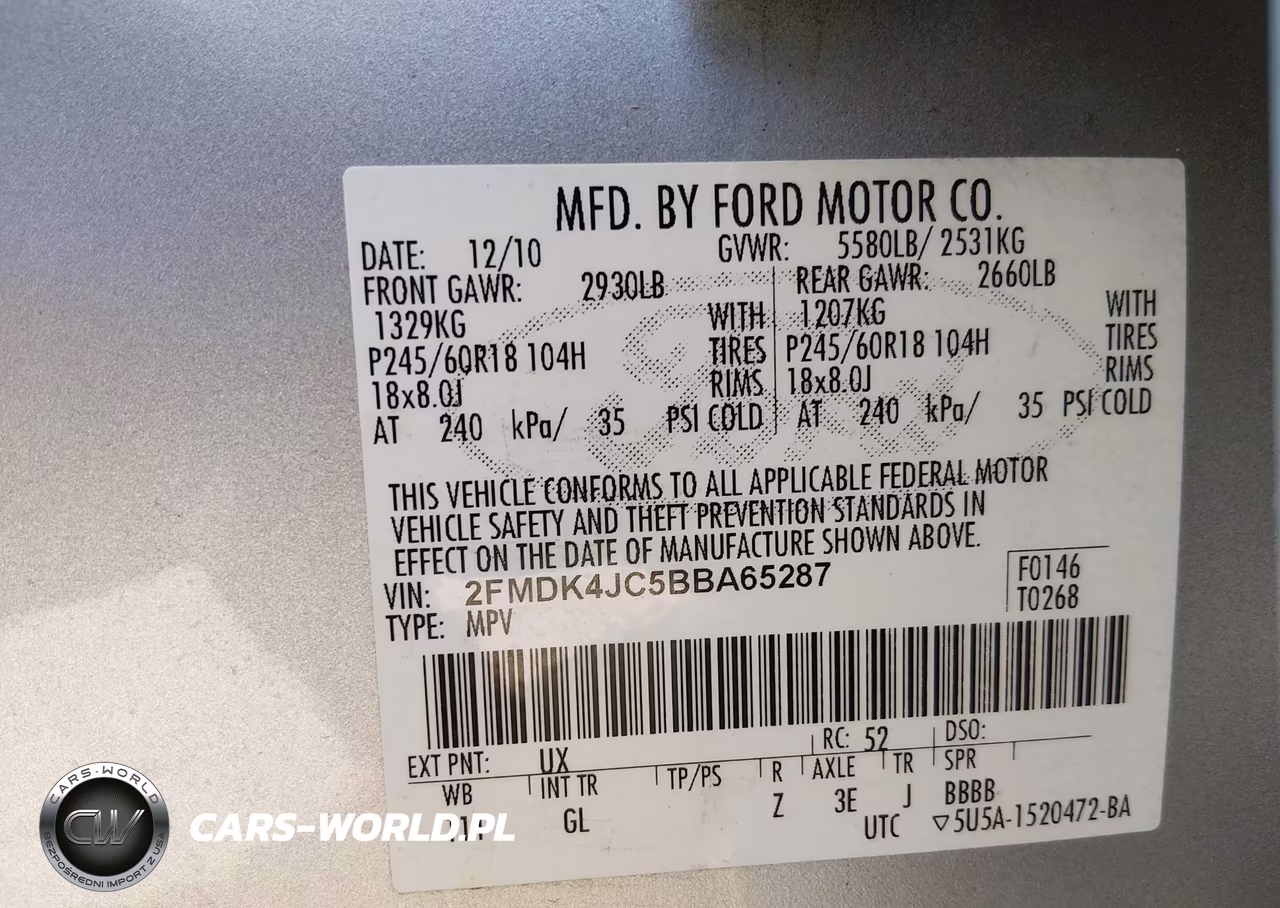 2011 Ford Edge Sel VIN:2FMDK4JC5BBA65287 - 9