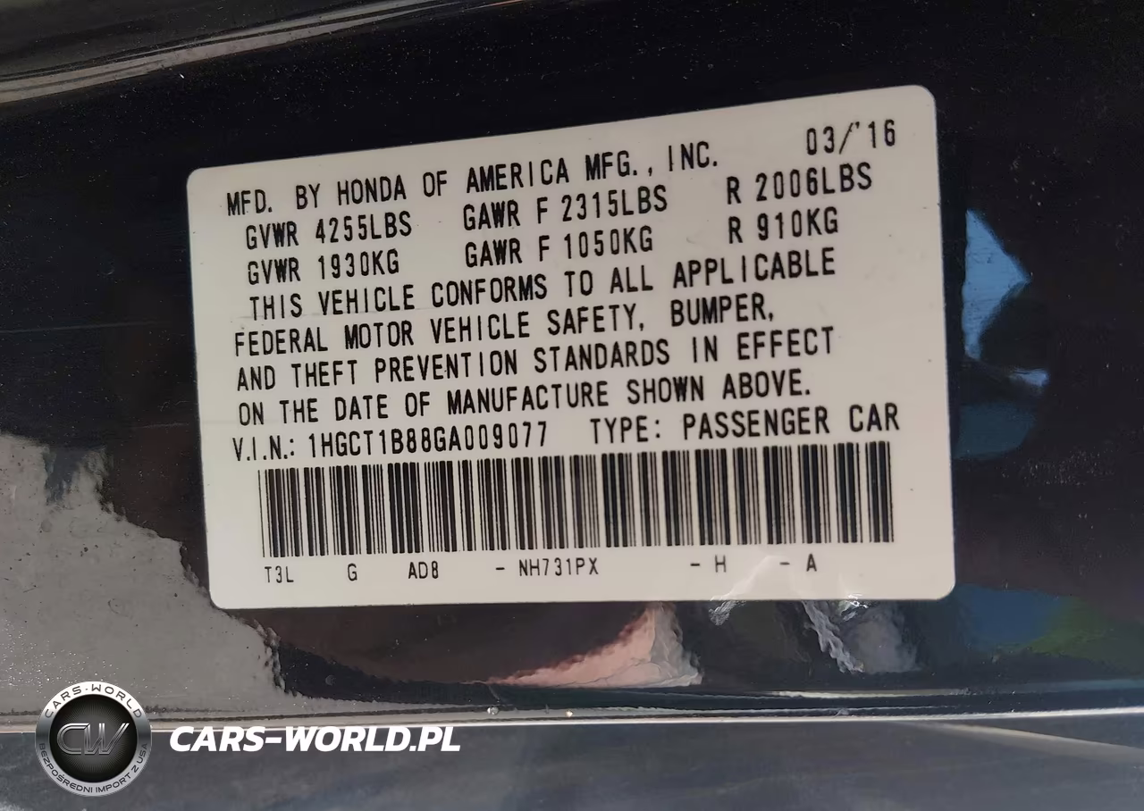 2016 Honda Accord Ex-L VIN:1HGCT1B88GA009077 - 9