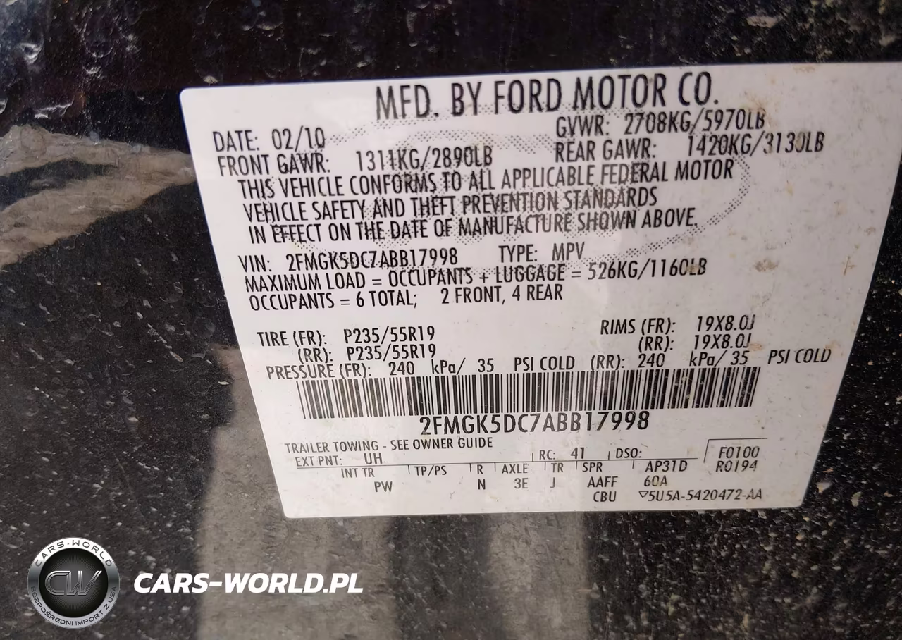 2010 Ford Flex Limited VIN:2FMGK5DC7ABB17998 - 9
