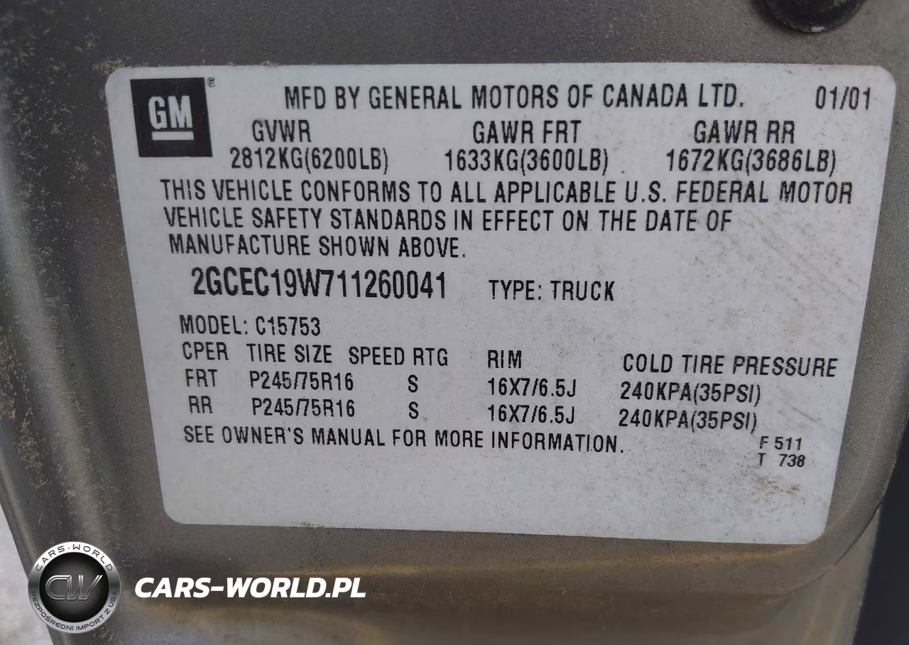 2001 Chevrolet Silverado 1500 VIN:2GCEC19W711260041 - 9