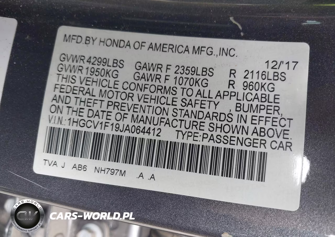 2018 Honda Accord Lx VIN:1HGCV1F19JA064412 - 9