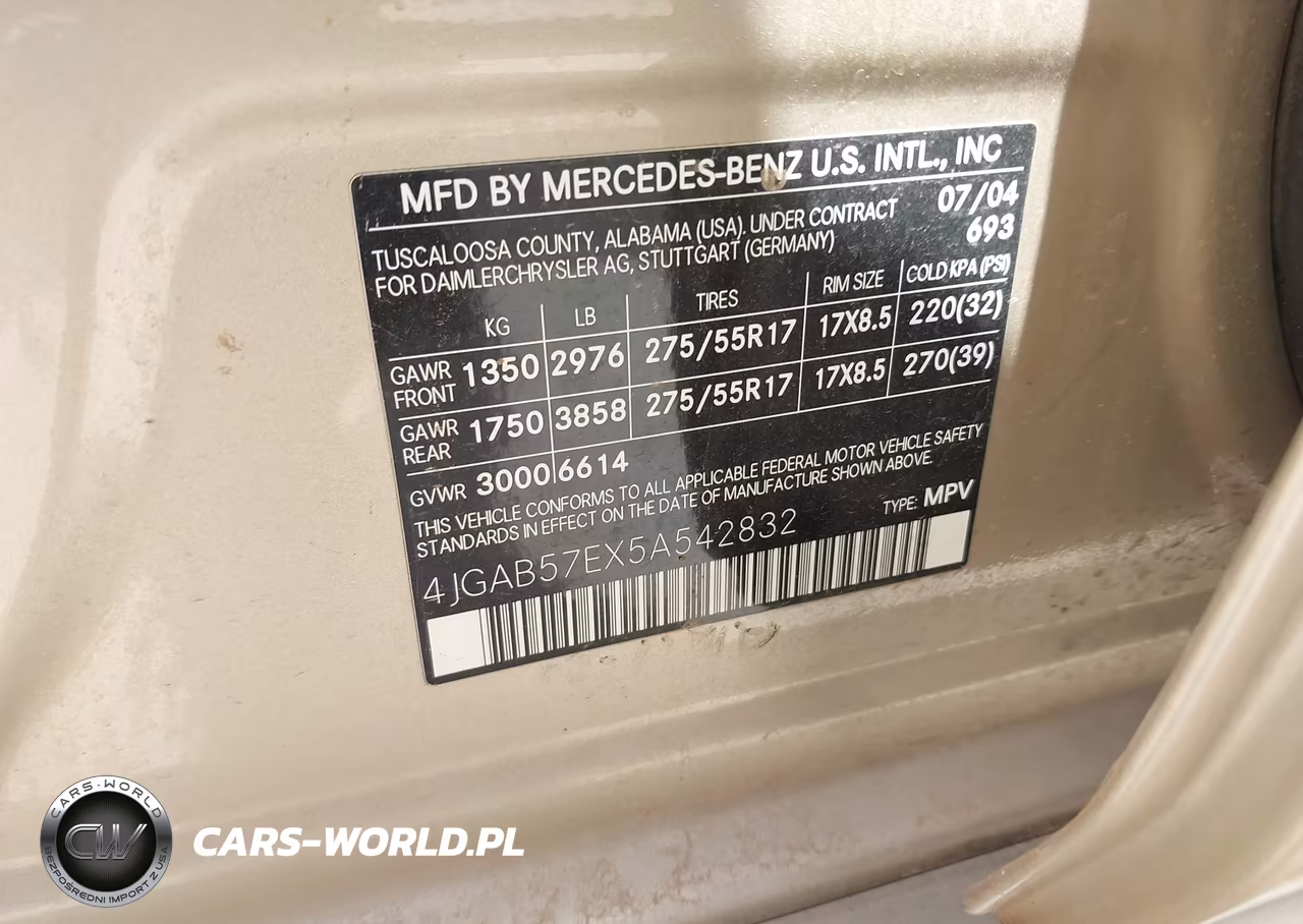 2005 Mercedes-Benz Ml 350 4Matic VIN:4JGAB57EX5A542832 - 9